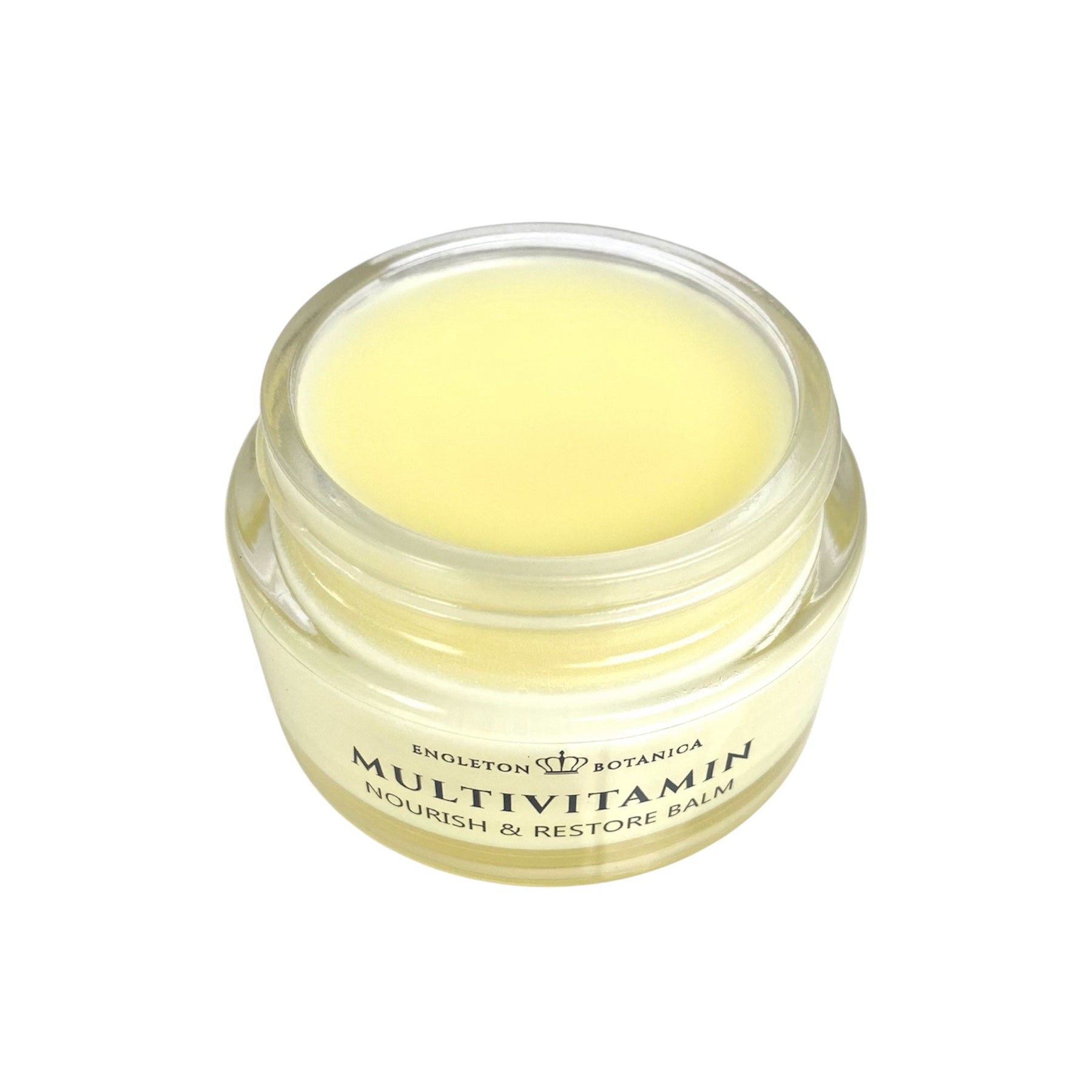 Jar of multivitamin balm with visible brand name on a white background